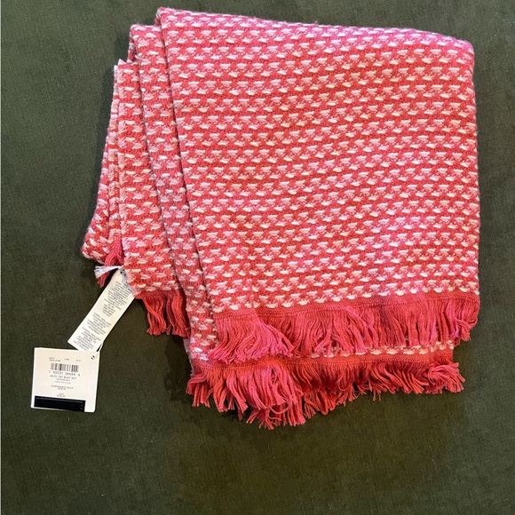 Coach Multicolored Textured Blanket Scarf in True Pink 100% Wool - Picture 1 of 7